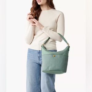 Fossil Talulla Hobo Shoulder Bag mint green, missing the crossbody strap.